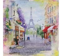 Lot de 20 serviettes Route de la Tour Eiffel - Paris, France, voyage, vacances, décoration de table - Découpage - Technique de serviette 33 x 33 cm