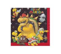 Lot de 20 serviettes Super Mario - Rouge / Bleu, turquoise, ciel