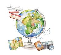 Lot de 20 serviettes Voyage autour du globe - Géographie - École - Vacances 33 x 33 cm