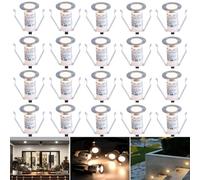 Lot de 20 Spot Encastrable Exterieur pour Terrasse Enterré Plafonnier spot Led Extérieur Encastrable DC12V 0.4W IP67 Ø19mm Spot Terrasse Exterieur Encastrable