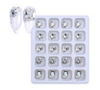 Lot de 20 strass 3D en résine pour nail art - Mélange de strass brillants - Pour manucure - Bijoux pour ongles - Artisanat - Kit de strass 3D