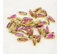 Lot de 20 strass en verre colorés forme larme pointue à coudre sur pierre cristal laiton doré for couture vêtements et artisanat(Gold Rainbow Light,4x15mm -500pcs)