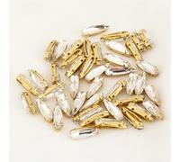 Lot de 20 strass en verre colorés forme larme pointue à coudre sur pierre cristal laiton doré for couture vêtements et artisanat(Gold Crystal,4x15mm -500pcs)