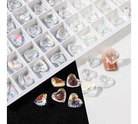 Lot de 20 strass pointus 3D en forme de cœur rectangulaire pour femme