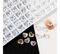 Lot de 20 strass pointus 3D en forme de cœur rectangulaire pour femme