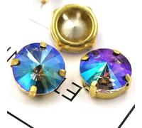 Lot de 20 strass ronds en verre doré à coudre, 6 mm/8 mm/10 mm/12 mm/14 mm, pour appliques, robes, vêtements, accessoires - Lumière fantôme - 6 mm