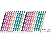 Lot de 20 stylets universels 2 en 1 pour écran tactile haute précision pour iPad, iPhone, Android, Galaxy, Microsoft, Chromebook et tous les écrans tactiles capacitifs