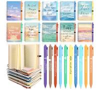 Lot de 20 stylos à bille chrétiens et bloc-notes chrétiens, journal de la Bible, mini bloc-notes de poche, stylo d'église, cadeaux chrétiens pour femmes et hommes (10 couleurs)