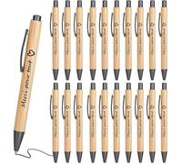 Lot de 20 stylos à bille en bois avec pointe rétractable Cadeau d'adieu pour enseignants, camarades de ollègues,employés