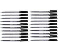 Lot De 20 Stylos À Bille Noirs De Taille Moyenne 0,5 Mm Avec Débit D'encre Régulé