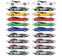 Lot de 20 stylos amusants en forme de voiture de course, fournitures de bureau colorées avec roulettes à roulettes, stylos fantaisie pour cadeaux et études