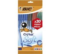 Stylo À Bille Cristal Soft Assortis X 20 Bic