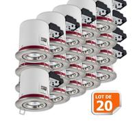 Lot de 20 Support de spot BBC Orientable Alu Brossé 100mm avec douille GU10 ref. 819