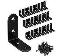 Lot de 20 supports d'angle en L - 50 mm - En métal - Angle droit à 90° - Pour étagères, chaises, tables, armoires - 80 vis (50 mm - Noir)