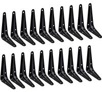 Lot de 20 supports d'étagère flottants en métal noir de 10,2 x 7,6 cm, supports d'étagère flottante en métal noir rustique, support décoratif en forme de L, supports en J pour étagères en bois