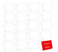 Lot de 20 supports d'étiquettes transparents en acrylique, 9 x 6 cm, mini porte-panneaux, support pour étiquettes de prix et noms
