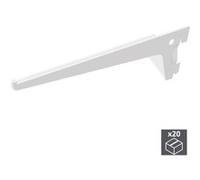 Emuca Equerres d'étagère pour rail simple perforation pas 50 mm, Blanc, 350 mm