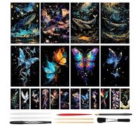 Lot de 20 tableaux à gratter Magic Rainbow (2 tailles) avec outils