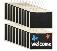 Lot de 20 tableaux noirs à suspendre, 16 x 12 cm, petit tableau noir double face avec cadre en bois et tableau à message pour maison, mariage, magasin, décoration de fête