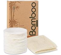 Lot de 20 tampons en coton réutilisables et lavables en bambou avec sac à linge en maille de coton, doux pour adultes et enfants