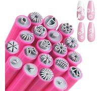 Lot de 20 tampons pour nail art - Fleur - Papillon - Rose - Papillon - Outils de pointillage - Pour femmes et filles
