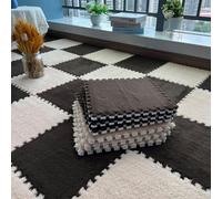 Lot de 20 tapis de sol en mousse pelucheuse - Tapis de jeu emboîtable antidérapant et doux pour décoration de chambre - 30 x 30 x 1 cm - Marron et beige