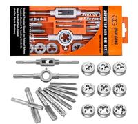 Lot de 20 tarauds - En acier allié - M3-M12 - Avec accessoires de taraudage pour couper les filetages extérieurs et intérieurs