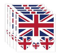 Lot de 20 tatouages de drapeau du Royaume-Uni, bannière britannique, autocollants de décoration, rectangulaires, cœur, imperméable, autocollants pour fête parade britannique (5 feuilles)