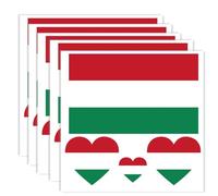 Lot de 20 tatouages drapeau de la Hongrie, bannière de Hongrie, tatouages, décoration, autocollants, rectangulaires, cœurs, imperméables, pour fête défilée Hungary (5 feuilles)