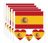 Lot de 20 tatouages drapeau espagnol - Bannière espagnole - Autocollants de décoration - Rectangulaires - Cœur étanche - Pour fête défilée (5 feuilles)