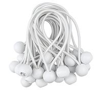 Lot de 20 Tendeurs élastiques à boule en caoutchouc SJBAUTYO - Pour bannières, tentes de fête, passants en caoutchouc, etc. Longueur 15cm. Couleur blanc.