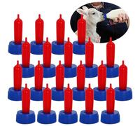 Lot de 20 tétines de chèvre en caoutchouc souple pour nourrir votre chiot, poulain, mollet, petit animal, à visser, sprite, coca ou soda (bleu)