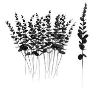 Lot de 20 tiges d'eucalyptus artificielles pour maison, bureau, bouquet, centre de table, décoration de mariage, décoration de Noël (noir)