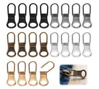Lot de 20 Tirette Fermeture Eclair en Métal, Clipsable, Sans Outil | Curseur Fermeture Eclair, Curseur Détachable Universel, Remplacement, Languette De Réparation Pour Zipper pour Vêtements