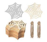 Lot de 20 toiles d'araignée brutes en bois brut en forme de toile d'araignée avec ficelles pour Halloween, Noël, mariage, fête d'anniversaire, Thanksgiving, décoration