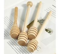 Lot de 20 touillettes à miel en bois de hêtre non ciré avec structure en spirale pour mélanger les boissons au miel, les sauces, en bois de hêtre non ciré, 10 x 2 x 2 cm