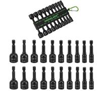 Lot de 20 tourne-écrous magnétiques, tige hexagonale métrique et SAE 6,35 mm, ensemble de douilles pour perceuse, ensemble d'embouts magnétiques avec clip en alliage d'aluminium, outil de changement