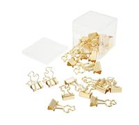 Lot de 20 trombones en forme de petit canard, marque-pages en forme d'animaux, trombones de couleurs moyennes assorties, marque-pages mignons avec boîte pour bureau, école (Or)