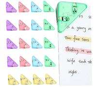 Lot de 20 trombones en plastique, trombones d'angle triangulaires translucides pour contenir 50 feuilles, support de page livre pour empêcher les livres s'enrouler pour les étudiants, les ensei