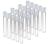 Lot de 20 tubes à essai en plastique de 16 mm x 100 mm avec bouchons à pression Couvercles neutres Idéal pour liquides fluides graines épices tests en laboratoire mélange arts et travaux manuels