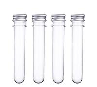 Lot de 20 tubes à essai en plastique transparent de 25 x 140 mm avec bouchons à vis, conteneurs de sels de bain, fournitures d'expériences