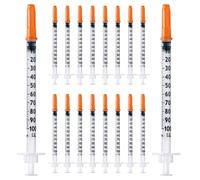 Lot de 20 tubes en plastique de 1 ml/cc de 30G (0,3 x 12,7 mm), outils de mesure polyvalents, emballés individuellement (30G 1/2")