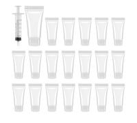 Lot de 20 tubes vides de gloss à lèvres - 5 ml - Récipients vides avec seringue - Rechargeables - Pour voyage, shampoing, shampoing, échantillons - Pour gel douche, baume à lèvres, crème pour les