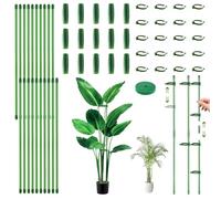 Lot de 20 tuteurs pour plantes de 30 cm avec 20 boucles réglables, 15 tubes d'extension et 1 attache pour plantes, tuteurs pour tomates, plantes d'intérieur pour soutenir les légumes et les fleurs