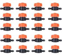 Lot de 20 Vanne Commutation d'Irrigation pour 4/7mm Tuyau, Irrigation Pipe Valve Switch, Robinet Jardin en Plastique PE, Robinet Barbelé Double Mâle, pour L'irrigation des Pelouses de Jardin