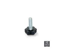 Emuca 2020305 Pied de Nivellement pour Meubles, Filetage M6x32mm, Paquet de 20, Noir/Argent