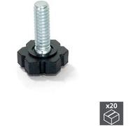 Emuca 2020305 Pied de Nivellement pour Meubles, Filetage M6x32mm, Paquet de 20, Noir/Argent