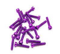 Lot de 20 vis à six pans creux M3 x 16 mm en aluminium 6063 (couleurs anodisées) (violet)