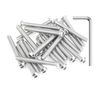Lot de 20 vis à tête bombée 1/4-20 x 2 boutons en acier inoxydable HELIFOUNER 304 (18-8), finition brillante, entièrement filetée