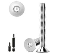 Lot de 20 vis à tête fraisée en acier inoxydable M6 x 60 mm à six pans creux M6 - Vis à tête fraisée - Vis filetée à tête fraisée avec 2 têtes de tournevis hexagonales DIN 7991/ISO 10642 (argenté)